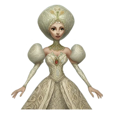 a Reptilian alien woman full body in Romanov dress sticker