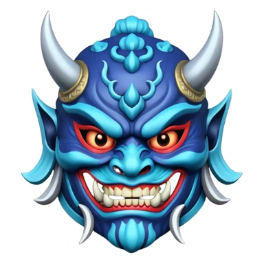 blue samurai oni mask sticker