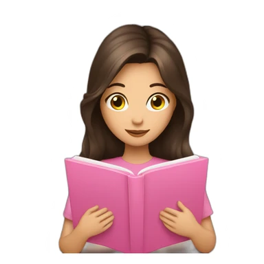 brunette reading a pink book sticker