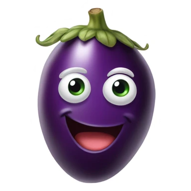 Eggplant with smile sticker