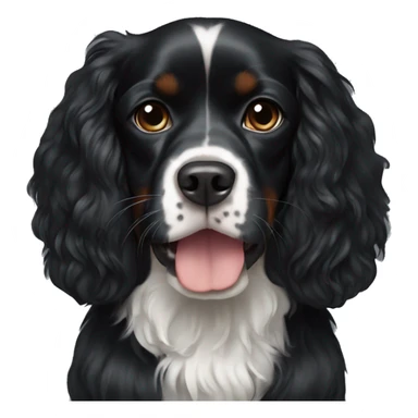 Small completely black king spaniel with white stripe on chest sticker