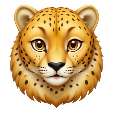 Cinematic Cute Cheetah Portrait Emoji, Head tilted playfully and inquisitively, featuring a glossy, golden spotted Fur with a natural sheen, round, sparkling amber eyes filled with curious mischief, Simplified yet irresistibly adorable features, highly detailed, glowing with a warm, friendly glow, high shine, affectionate and agile, stylized with a touch of savannah whimsy, bright and endearing, soft glowing outline, capturing the essence of a mischievous yet loving cheetah, so playful it feels like it could dash out of the screen and into your arms! sticker