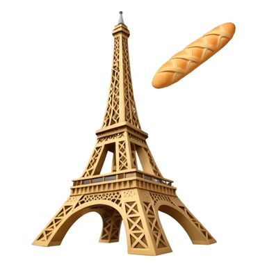 Flying bagette on eifel tower sticker