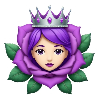 Purple rose with silver tiara and a purple emblem leaf wreath sticker