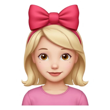Girl with red bow on her head and pink shirt sticker