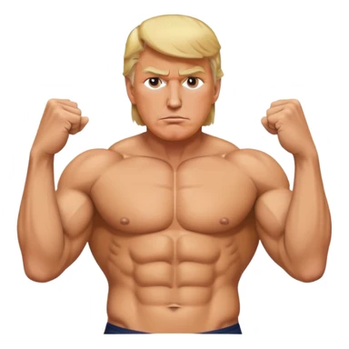 Donald Trump with six pack abs, muscular figure, blonde hair sticker