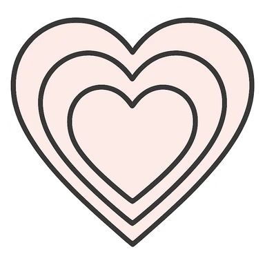 Recreate the image as three nested pink hearts, each larger than the one inside, in a flat illustration style with no gradients or shine, and a transparent background. sticker
