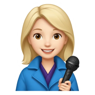 woman with winter clothes holding microphone sticker