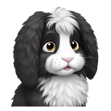 Black and white fluffy rabbit sticker
