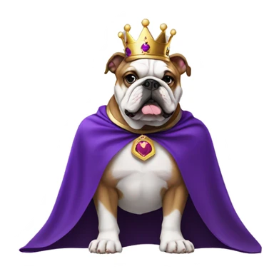 Bulldog wearing a crown and royal purple cape sticker
