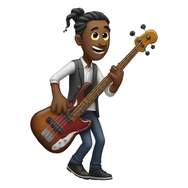 Man with twists down to his ear playing bass sticker