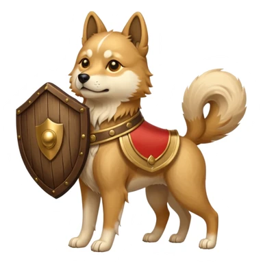 ancient chinese dog with only wooden shield sticker