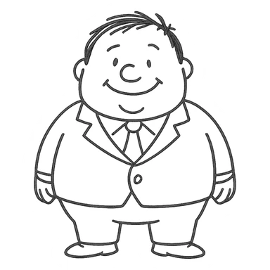 A chubby funny person in a formal suit sticker