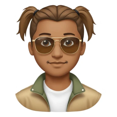 Light brown skin man with Ponytail hair and Rayban sunglasses sticker