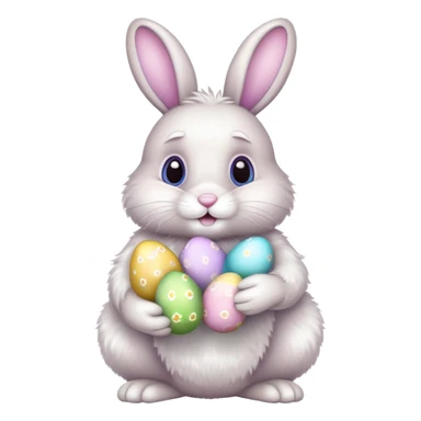 Easter bunny with colorful eggs sticker