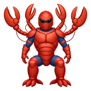 a lobster dressed as a superhero 🦞in the style of this lobster emoji sticker