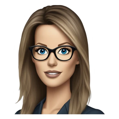 Hyper Realistic photo Kate Beckinsale blue eyes wearing glasses in a business meeting high fashion  sticker