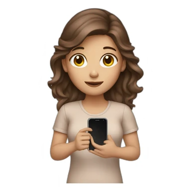 brown hair girl holding phone sticker