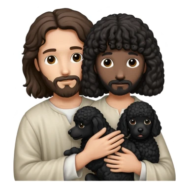Jesus holding a black poodle  sticker