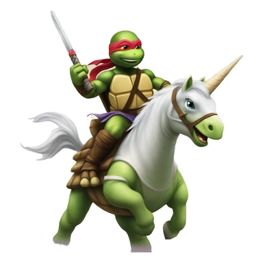 ninja turtle riding a unicorn sticker