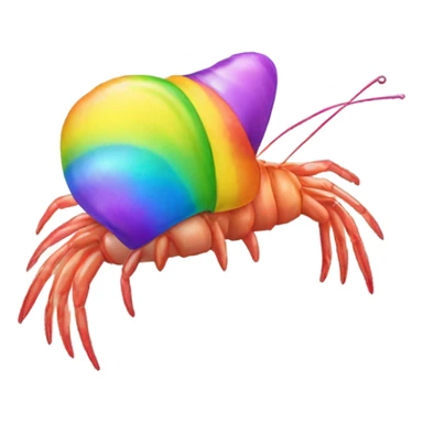 Rainbow shrimp with a party hat sticker