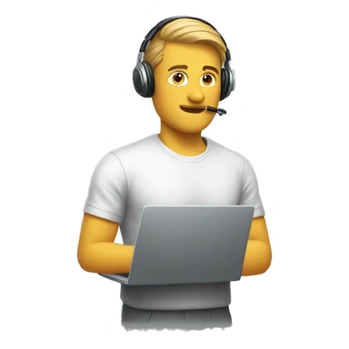 man with laptop headphones phone only upper part of body  sticker