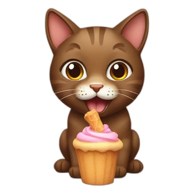 sweet brown cat eating a treat sticker