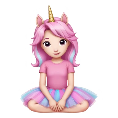 head of an anthropomorphised female unicorn in tutu and pink t-shirt, relaxed pose sticker