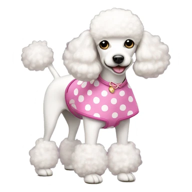 Short white poodle with pink boots and polka dot dress sticker