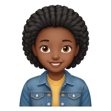 Cite black girl kid with  long cute eye lashes with jean jacket sticker