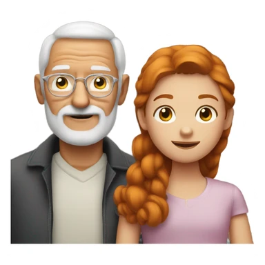 Ginger Grandpa and brunette granddaughter sticker