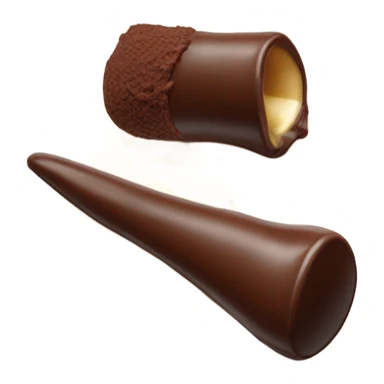 a chocolate quenelle and a larger vanilla quenelle on a plate sticker