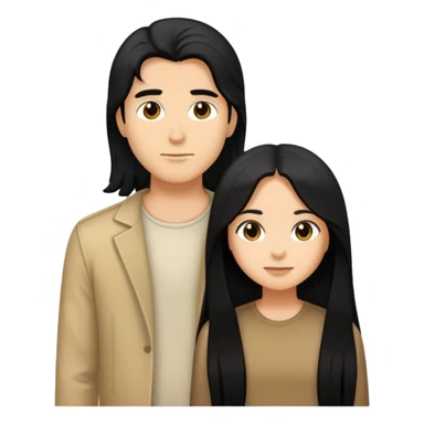 Tan boy long black hair light tan girl long black hair  sticker