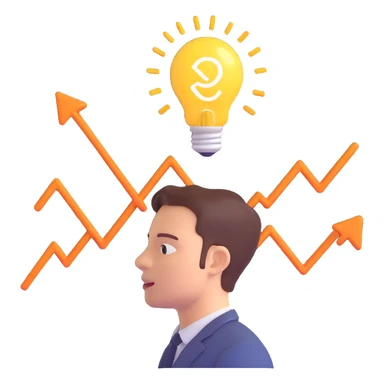 a glowing lightbulb above a worker's head, surrounded by floating data charts, checkmarks, and a fast-moving arrow, symbolizing enhanced decision-making, just-in-time learning, and rapid execution sticker