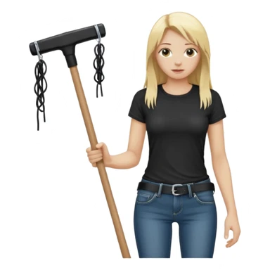 Bdsm male dominant wearing jeans black T-shirt and holding a flogger watching from outside blonde long hair sub with a collar showering with suds all over her sticker
