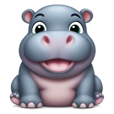 chubby baby hippo with a belly sticker