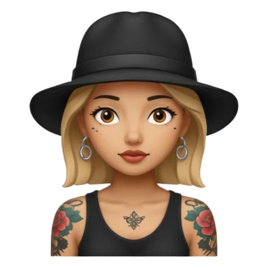 tattoo girl with black hat sticker