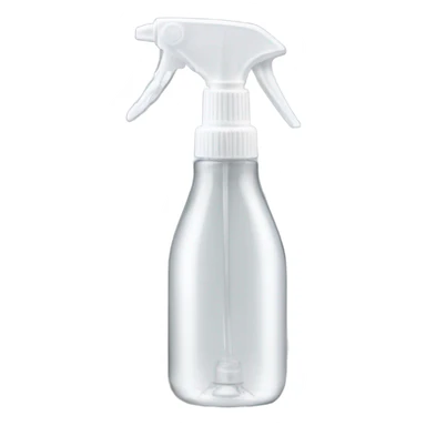 A handheld plastic spray bottle with a transparent container, featuring a very long metal nozzle and a white handle sticker