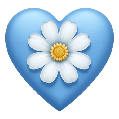 blue heart with one white flower sticker