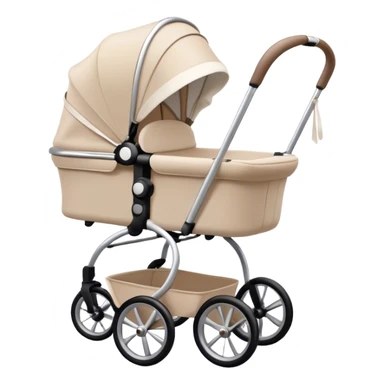 Elegant biege stroller with white bow sticker