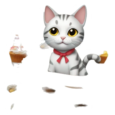 cat having a birthday party on a sailboat sticker