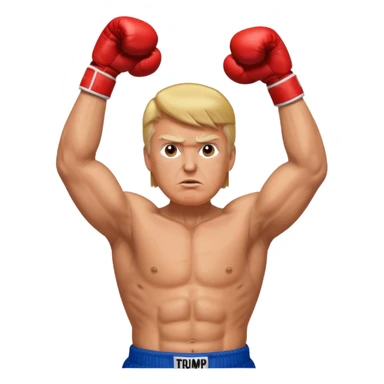 trump as a box fighter with hands up into the air sticker