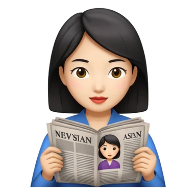 newspaper read asian woman sticker