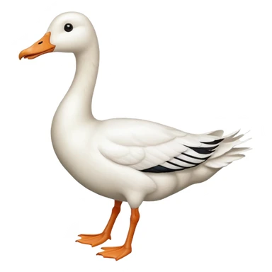 Make me an emoji of a goose that is running towards something. Also make it white. Make it have a long neck like geese do. sticker
