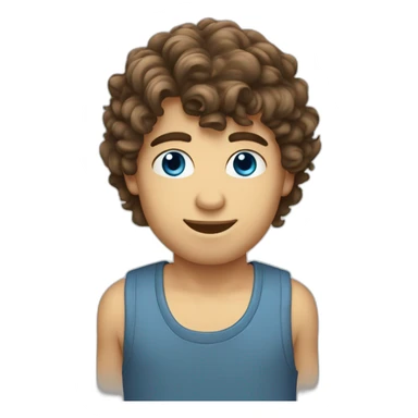 boy-short-fringe-and-slightly-curly-brown-mullet-hairstyle-blue eyes sticker