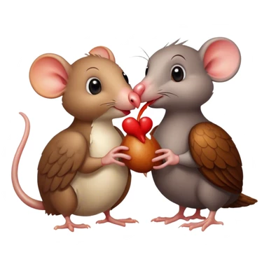 rat and turkey kissing sticker