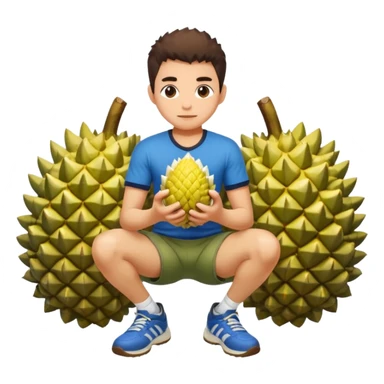 kneeling on durian with the durian below the knee sticker
