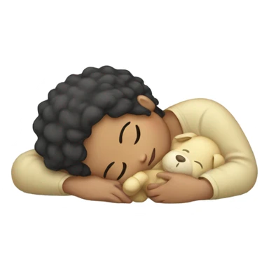 chinese hair sleeping with a stuffed animal sticker