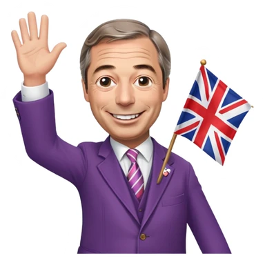 Nigel Farage waving a flag sticker