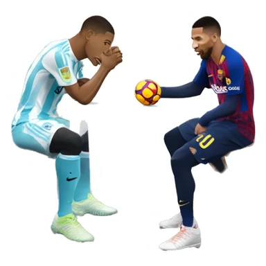 Mbappé avec Messi sur la table en train de danser sticker